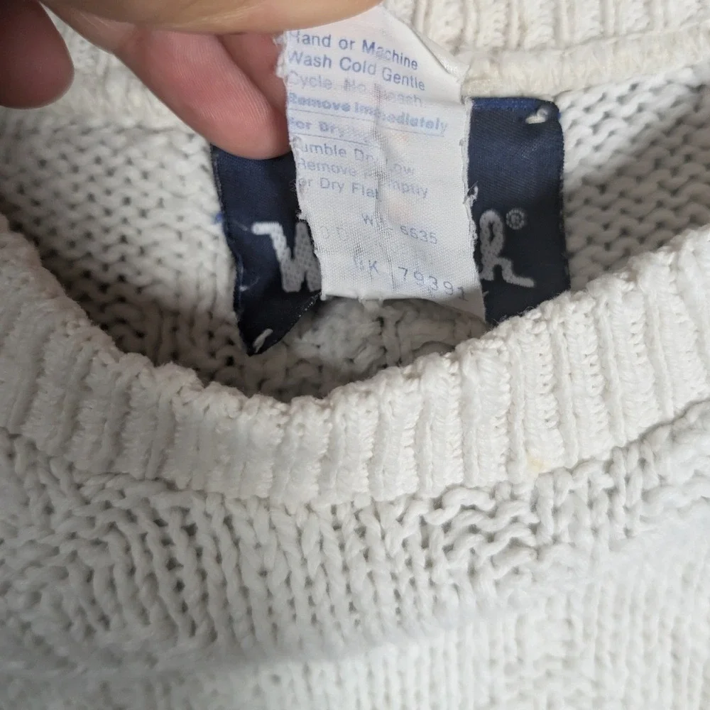Woolrich Vintage Cotton Knit Sweater‎ Mens Medium Made in USA Preppy Nautical